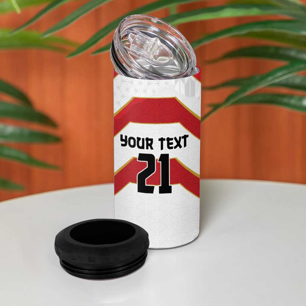 Japan Pacific Rugby 2022-23 Custom 4 in 1 Can Cooler Tumbler Red Sakura Japanese Wave Pattern