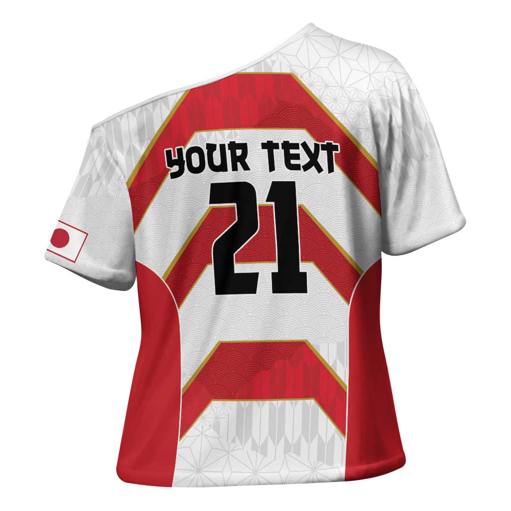 Japan Pacific Rugby 2022-23 Custom Cross Shoulder Shirt Red Sakura Japanese Wave Pattern - Polynesian Pride