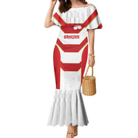Japan Pacific Rugby 2022-23 Custom Family Matching Mermaid Dress and Hawaiian Shirt Red Sakura Japanese Wave Pattern LT9 Mom's Dress Red - Polynesian Pride