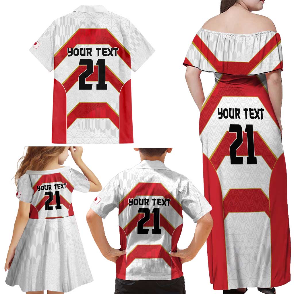 Japan Pacific Rugby 2022-23 Custom Family Matching Off Shoulder Maxi Dress and Hawaiian Shirt Red Sakura Japanese Wave Pattern LT9 - Polynesian Pride
