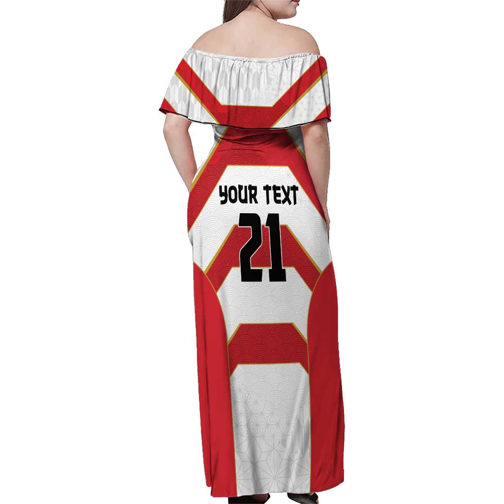 Japan Pacific Rugby 2022-23 Custom Family Matching Off Shoulder Maxi Dress and Hawaiian Shirt Red Sakura Japanese Wave Pattern LT9 - Polynesian Pride