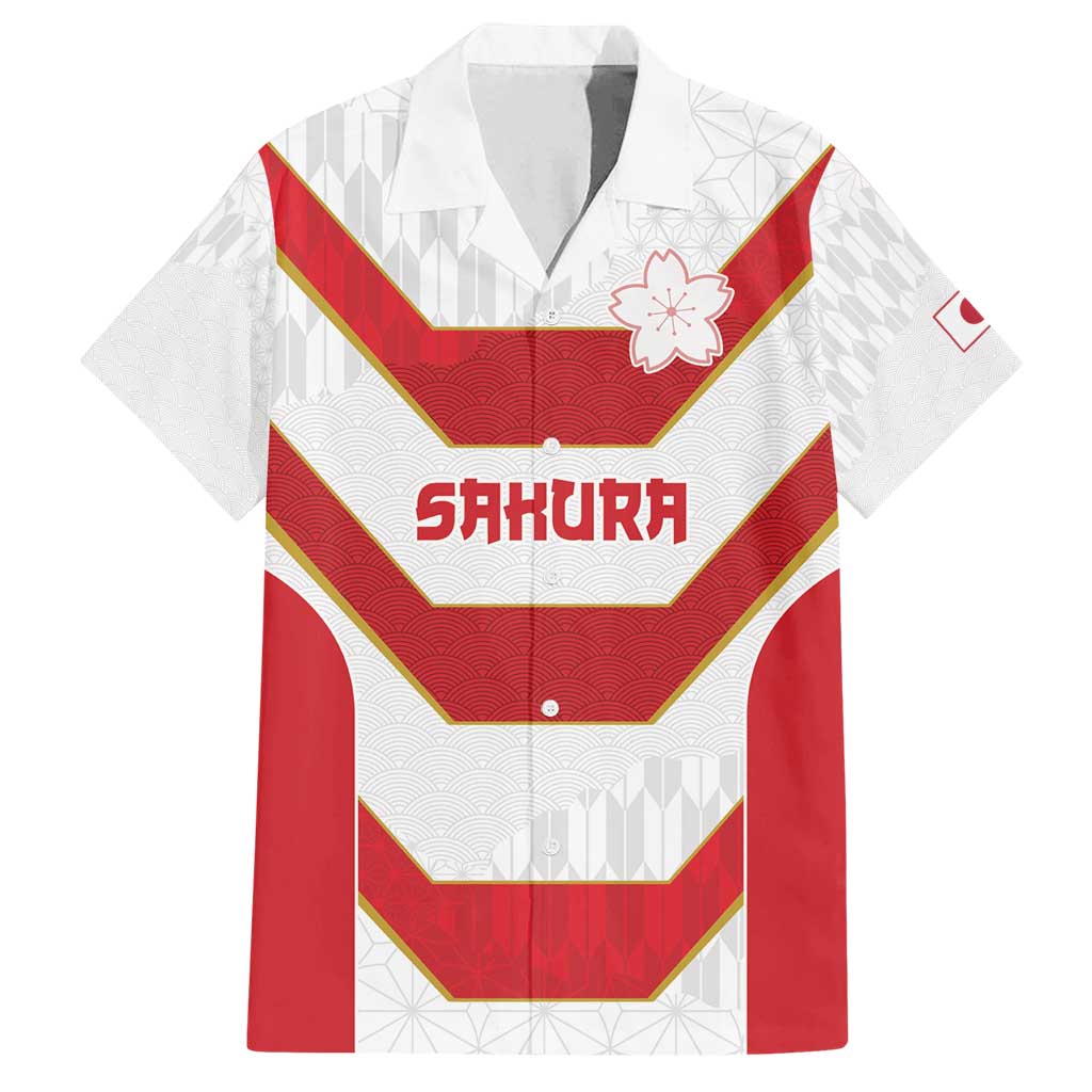 Japan Pacific Rugby 2022-23 Custom Family Matching Summer Maxi Dress and Hawaiian Shirt Red Sakura Japanese Wave Pattern LT9 Dad's Shirt - Short Sleeve Red - Polynesian Pride