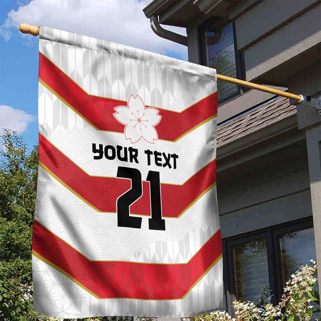 Japan Pacific Rugby 2022-23 Custom Garden Flag Red Sakura Japanese Wave Pattern LT9 - Polynesian Pride