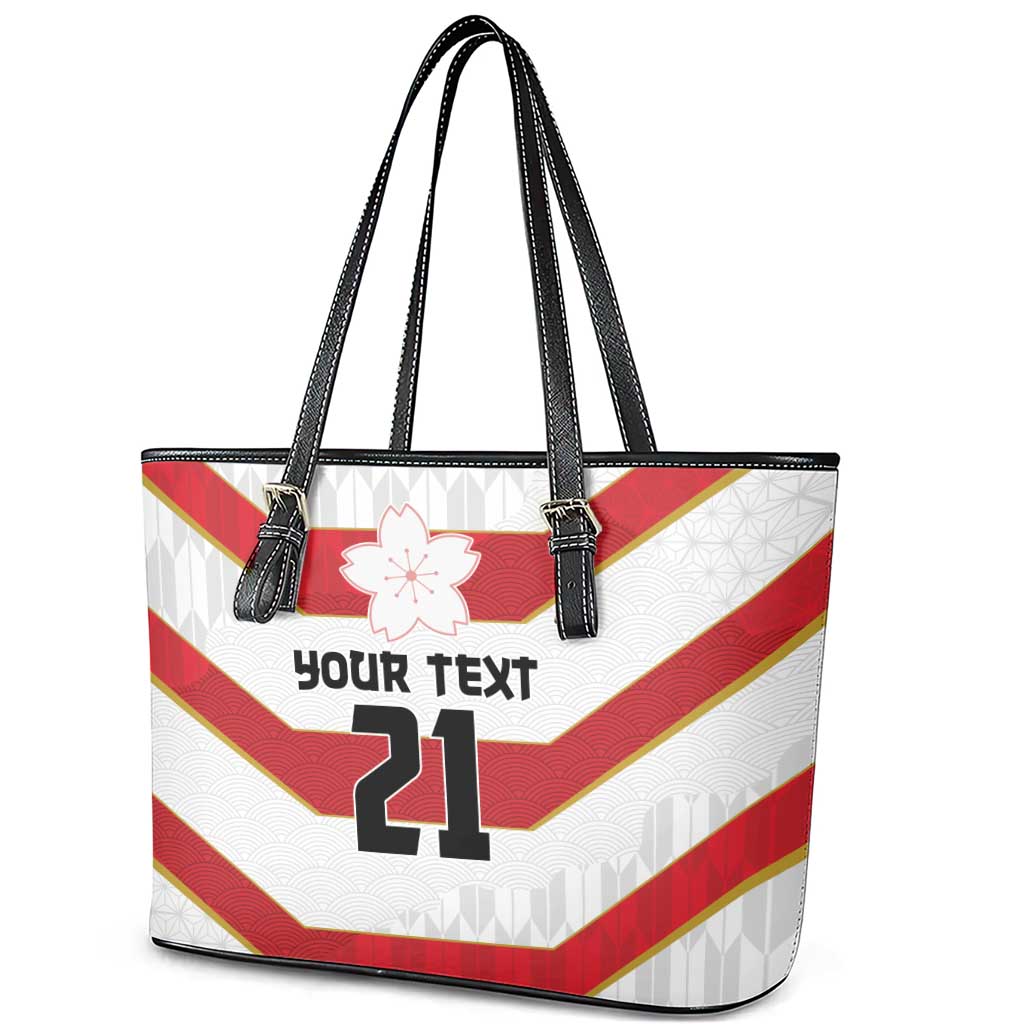 Japan Pacific Rugby 2022-23 Custom Leather Tote Bag Red Sakura Japanese Wave Pattern