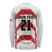 Japan Pacific Rugby 2022-23 Custom Long Sleeve Shirt Red Sakura Japanese Wave Pattern