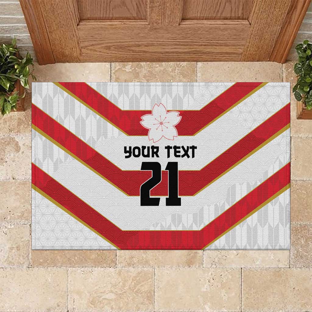 Japan Pacific Rugby 2022-23 Custom Rubber Doormat Red Sakura Japanese Wave Pattern