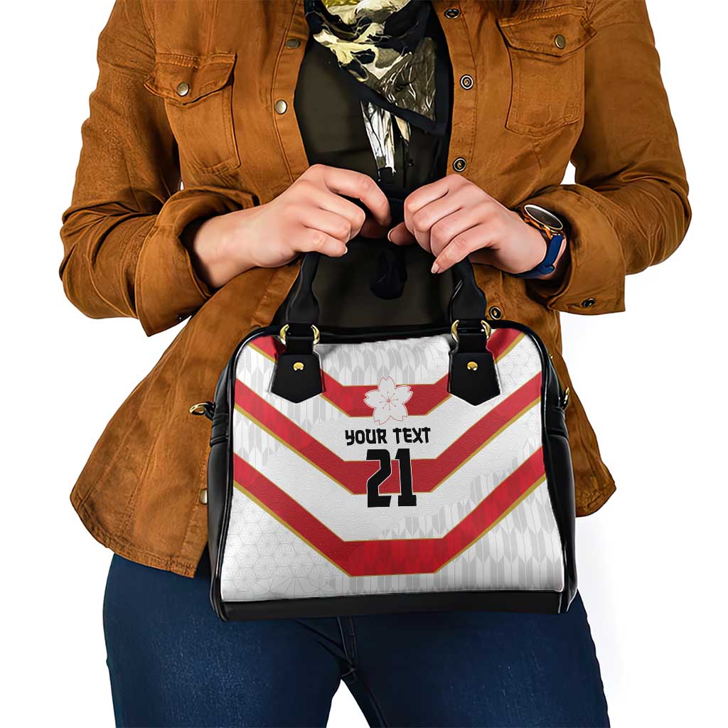 Japan Pacific Rugby 2022-23 Custom Shoulder Handbag Red Sakura Japanese Wave Pattern