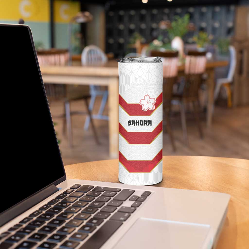 Japan Pacific Rugby 2022-23 Custom Skinny Tumbler Red Sakura Japanese Wave Pattern