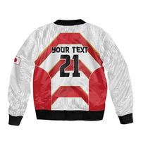 Japan Pacific Rugby 2022-23 Custom Sleeve Zip Bomber Jacket Red Sakura Japanese Wave Pattern