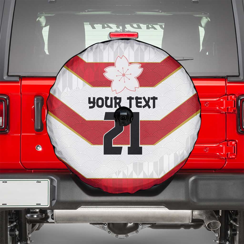 Japan Pacific Rugby 2022-23 Custom Spare Tire Cover Red Sakura Japanese Wave Pattern