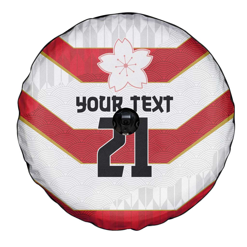 Japan Pacific Rugby 2022-23 Custom Spare Tire Cover Red Sakura Japanese Wave Pattern