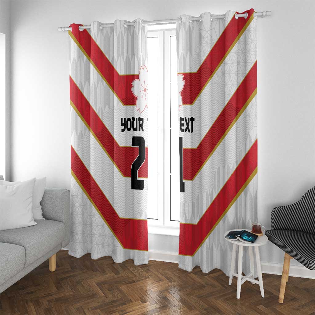 Japan Pacific Rugby 2022-23 Custom Window Curtain Red Sakura Japanese Wave Pattern