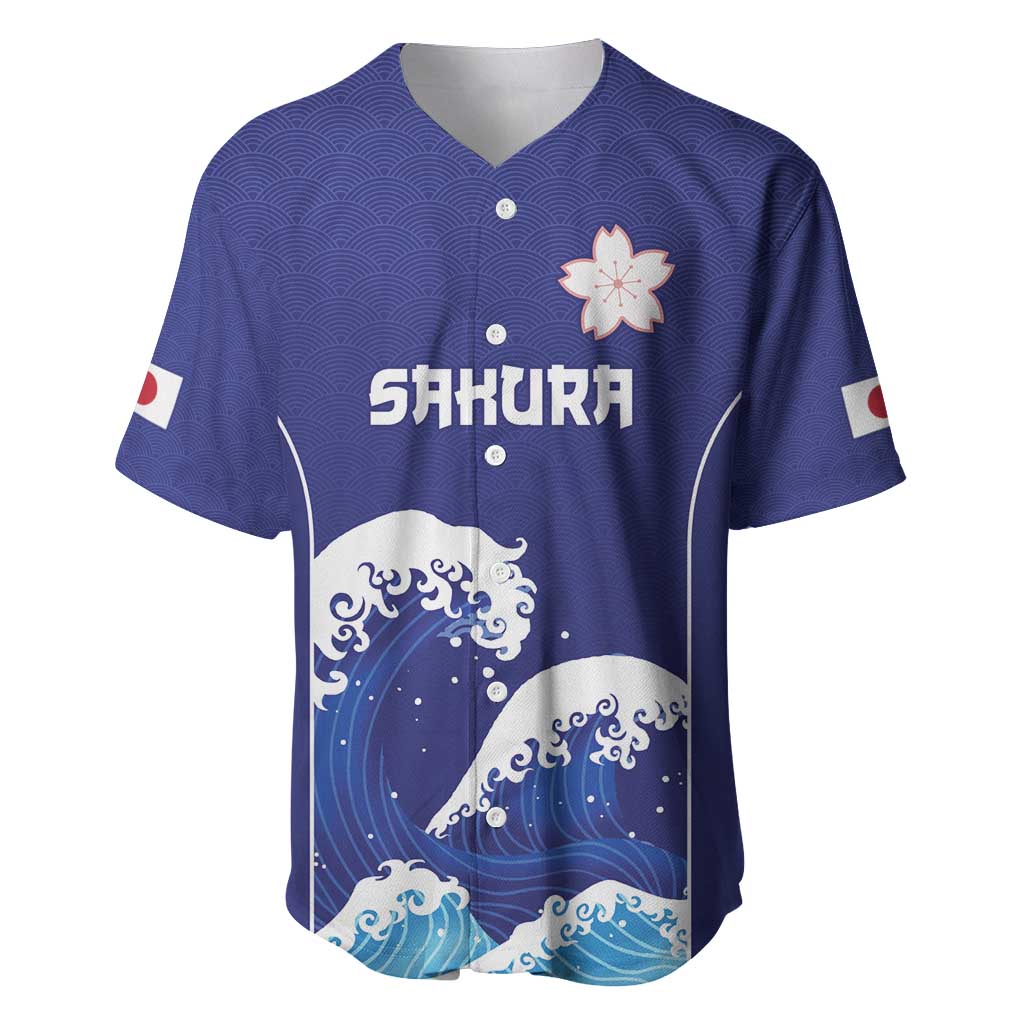 Japan Pacific Rugby Custom Baseball Jersey Go Sakura Japanese Wave Pattern
