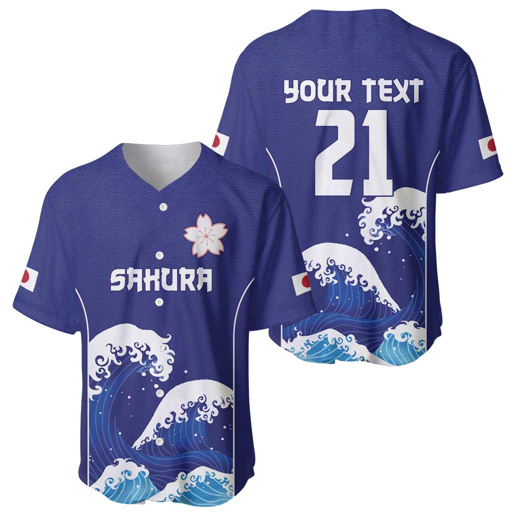 Japan Pacific Rugby Custom Baseball Jersey Go Sakura Japanese Wave Pattern
