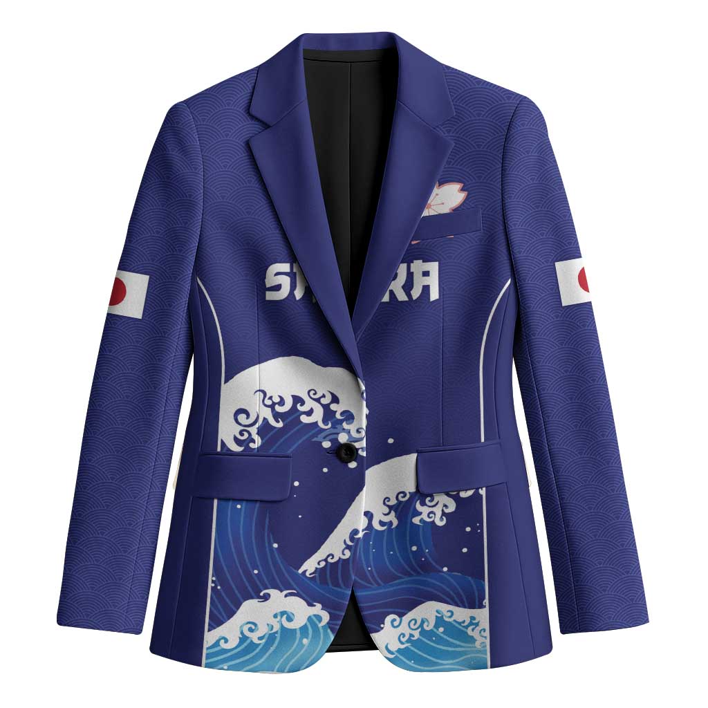 Japan Pacific Rugby Custom Blazer Go Sakura Japanese Wave Pattern - Polynesian Pride