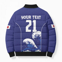 Japan Pacific Rugby Custom Bomber Puffer Jacket Go Sakura Japanese Wave Pattern - Polynesian Pride
