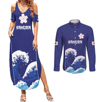 Japan Pacific Rugby Custom Couples Matching Summer Maxi Dress and Long Sleeve Button Shirt Go Sakura Japanese Wave Pattern