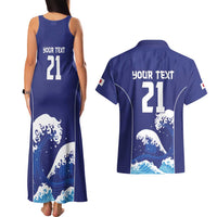 Japan Pacific Rugby Custom Couples Matching Tank Maxi Dress and Hawaiian Shirt Go Sakura Japanese Wave Pattern