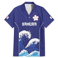 Japan Pacific Rugby Custom Family Matching Mermaid Dress and Hawaiian Shirt Go Sakura Japanese Wave Pattern LT9 Dad's Shirt - Short Sleeve Blue - Polynesian Pride