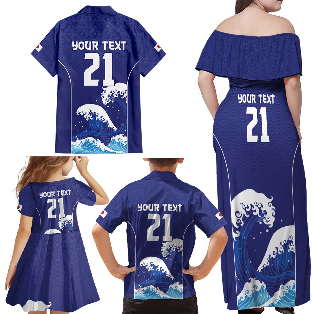 Japan Pacific Rugby Custom Family Matching Off Shoulder Maxi Dress and Hawaiian Shirt Go Sakura Japanese Wave Pattern LT9 - Polynesian Pride
