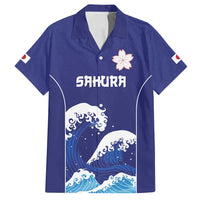Japan Pacific Rugby Custom Family Matching Off Shoulder Maxi Dress and Hawaiian Shirt Go Sakura Japanese Wave Pattern LT9 Dad's Shirt - Short Sleeve Blue - Polynesian Pride