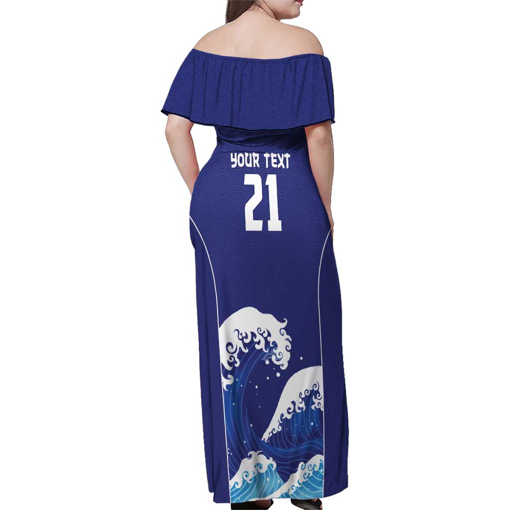 Japan Pacific Rugby Custom Family Matching Off Shoulder Maxi Dress and Hawaiian Shirt Go Sakura Japanese Wave Pattern LT9 - Polynesian Pride