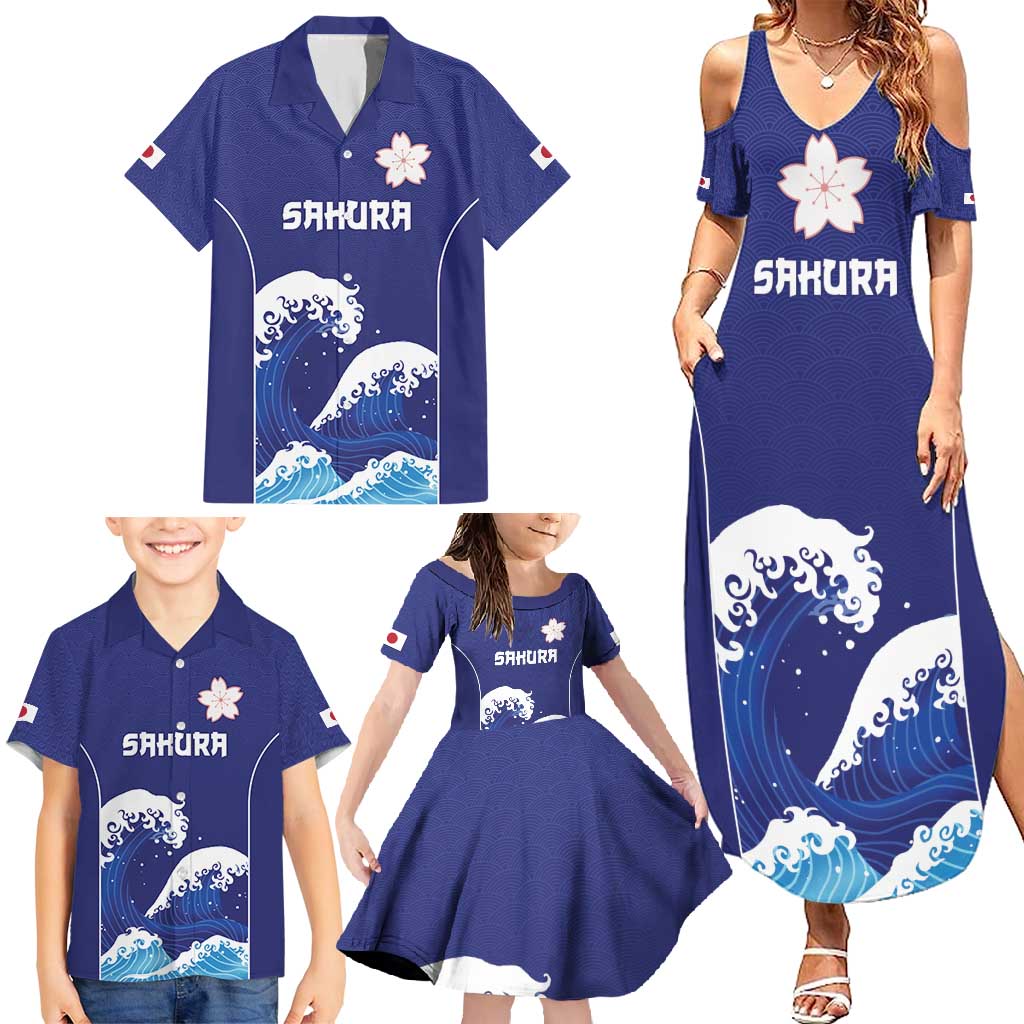 Japan Pacific Rugby Custom Family Matching Summer Maxi Dress and Hawaiian Shirt Go Sakura Japanese Wave Pattern LT9 - Polynesian Pride
