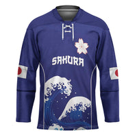 Japan Pacific Rugby Custom Hockey Jersey Go Sakura Japanese Wave Pattern - Polynesian Pride