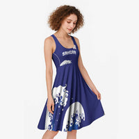 Japan Pacific Rugby Custom Midi Dress Go Sakura Japanese Wave Pattern - Polynesian Pride