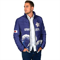 Japan Pacific Rugby Custom Padded Jacket Go Sakura Japanese Wave Pattern - Polynesian Pride