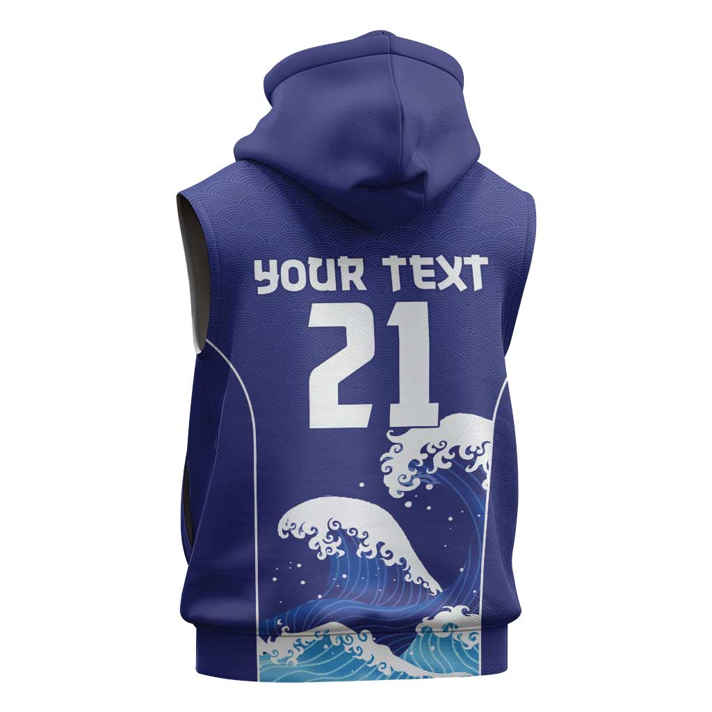 Japan Pacific Rugby Custom Sleeveless Hoodie Go Sakura Japanese Wave Pattern LT9 - Polynesian Pride