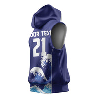 Japan Pacific Rugby Custom Sleeveless Hoodie Go Sakura Japanese Wave Pattern LT9 - Polynesian Pride