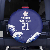 Japan Pacific Rugby Custom Spare Tire Cover Go Sakura Japanese Wave Pattern