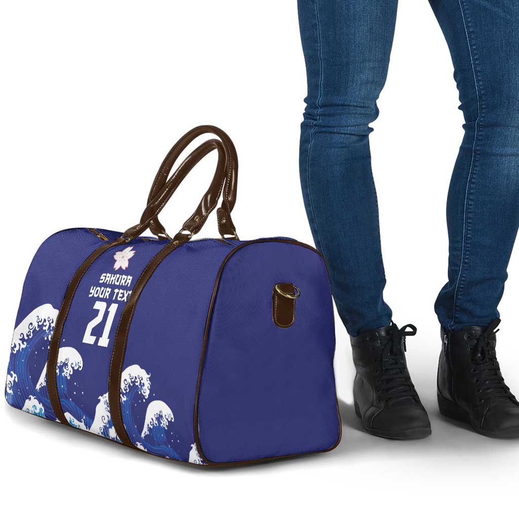 Japan Pacific Rugby Custom Travel Bag Go Sakura Japanese Wave Pattern - Polynesian Pride