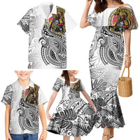 Japanese Samurai Warrior Family Matching Mermaid Dress and Hawaiian Shirt White Polynesian Tattoo Style LT9 - Polynesian Pride