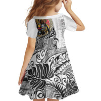 Japanese Samurai Warrior Family Matching Off Shoulder Maxi Dress and Hawaiian Shirt White Polynesian Tattoo Style LT9 - Polynesian Pride