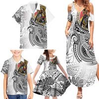 Japanese Samurai Warrior Family Matching Summer Maxi Dress and Hawaiian Shirt White Polynesian Tattoo Style LT9 - Polynesian Pride
