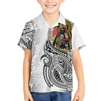 Japanese Samurai Warrior Kid Hawaiian Shirt White Polynesian Tattoo Style LT9 Kid White - Polynesian Pride