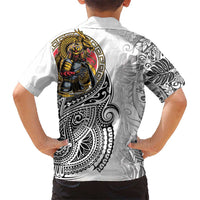 Japanese Samurai Warrior Kid Hawaiian Shirt White Polynesian Tattoo Style LT9 - Polynesian Pride