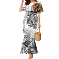 Japanese Samurai Warrior Mermaid Dress White Polynesian Tattoo Style LT9 Women White - Polynesian Pride