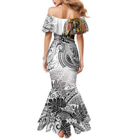 Japanese Samurai Warrior Mermaid Dress White Polynesian Tattoo Style LT9 - Polynesian Pride