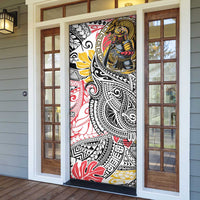 Japanese Samurai Warrior Door Cover Colorful Polynesian Tattoo Style LT9 - Polynesian Pride