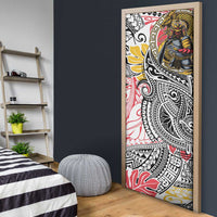 Japanese Samurai Warrior Door Cover Colorful Polynesian Tattoo Style LT9 - Polynesian Pride