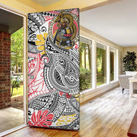 Japanese Samurai Warrior Door Cover Colorful Polynesian Tattoo Style LT9 - Polynesian Pride