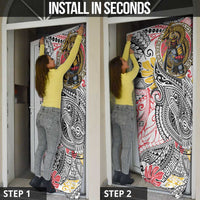 Japanese Samurai Warrior Door Cover Colorful Polynesian Tattoo Style LT9 - Polynesian Pride