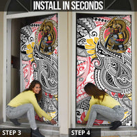 Japanese Samurai Warrior Door Cover Colorful Polynesian Tattoo Style LT9 - Polynesian Pride