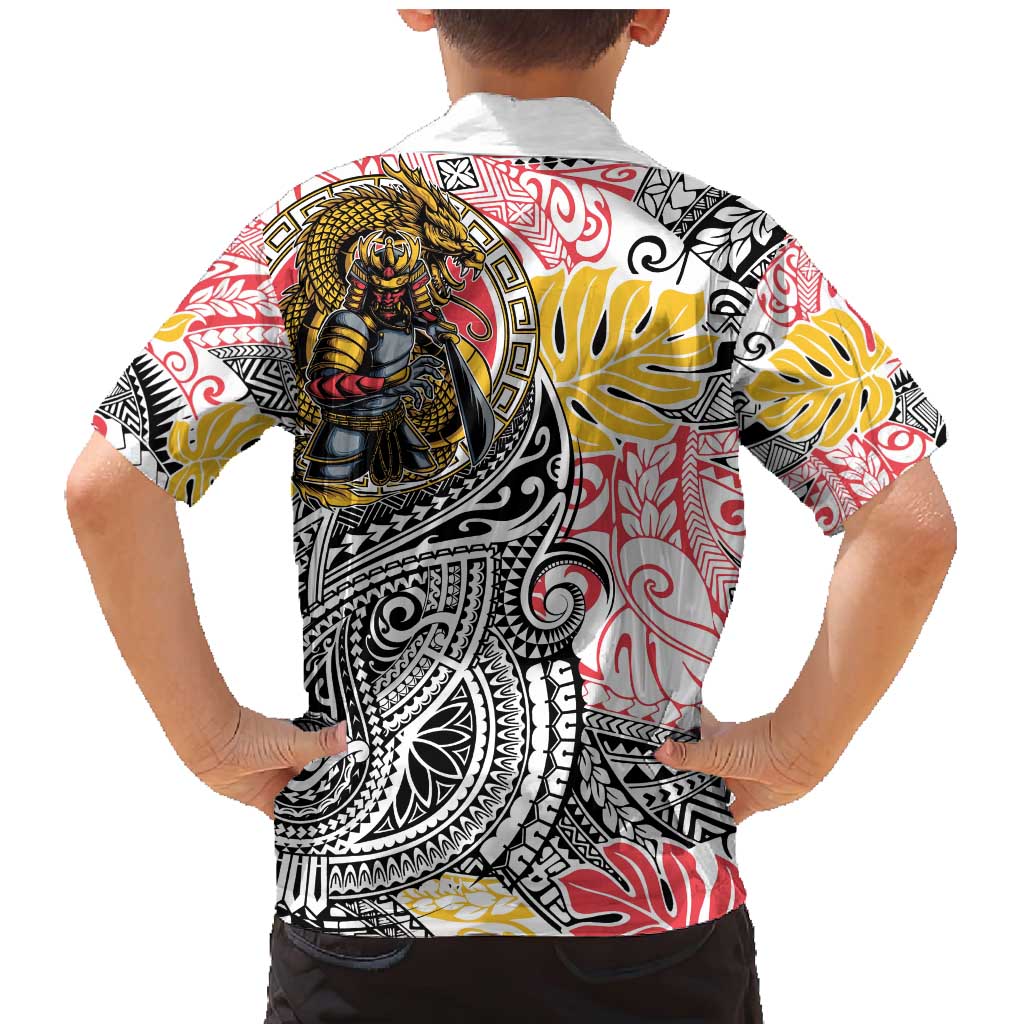 Japanese Samurai Warrior Family Matching Mermaid Dress and Hawaiian Shirt Colorful Polynesian Tattoo Style LT9 - Polynesian Pride