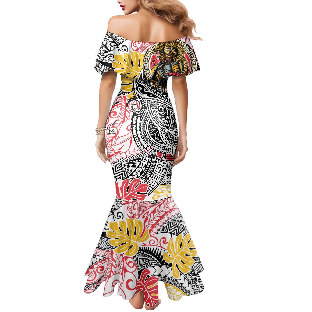 Japanese Samurai Warrior Family Matching Mermaid Dress and Hawaiian Shirt Colorful Polynesian Tattoo Style LT9 - Polynesian Pride
