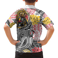 Japanese Samurai Warrior Family Matching Off Shoulder Maxi Dress and Hawaiian Shirt Colorful Polynesian Tattoo Style LT9 - Polynesian Pride
