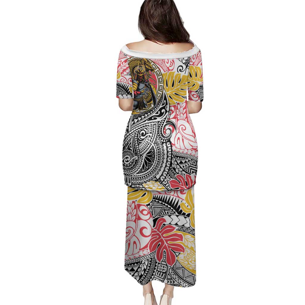 Japanese Samurai Warrior Family Matching Puletasi and Hawaiian Shirt Colorful Polynesian Tattoo Style LT9 - Polynesian Pride